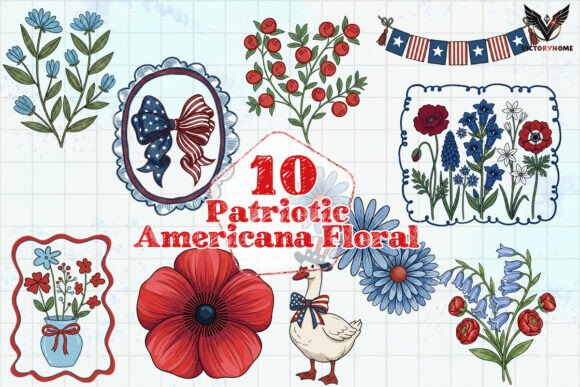 Download Patriotic Americana Floral PNG - Premium Bundle