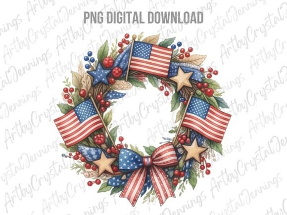 Download Patriotic Americana Wreath Clipart PNG - Premium Resources
