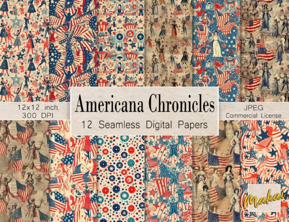 Download Vintage Patriotic Americana Seamless - Premium Resources